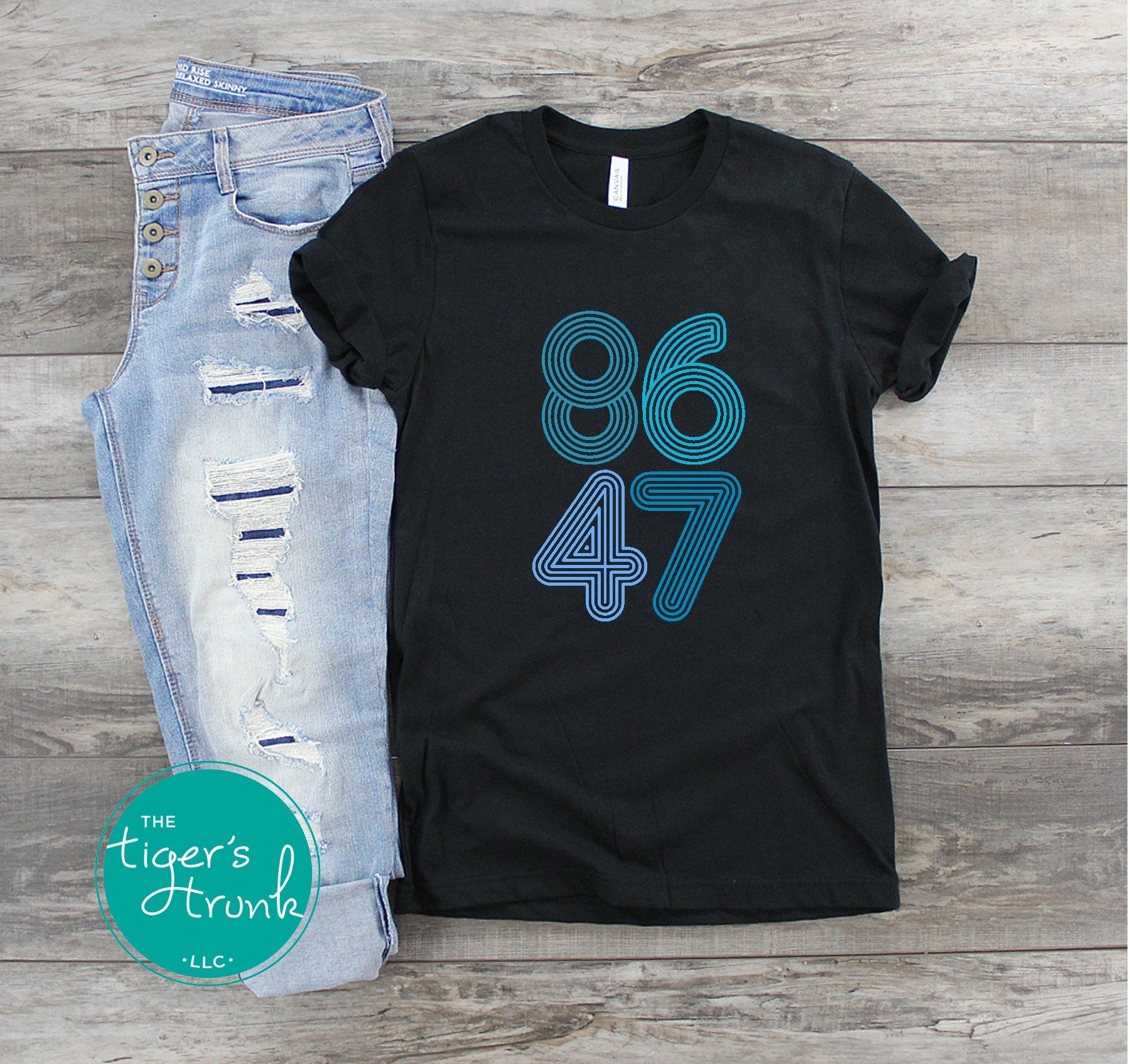 A casual tee with the 8647 print, allowing wearers to express their views in a subtle yet meaningful way.