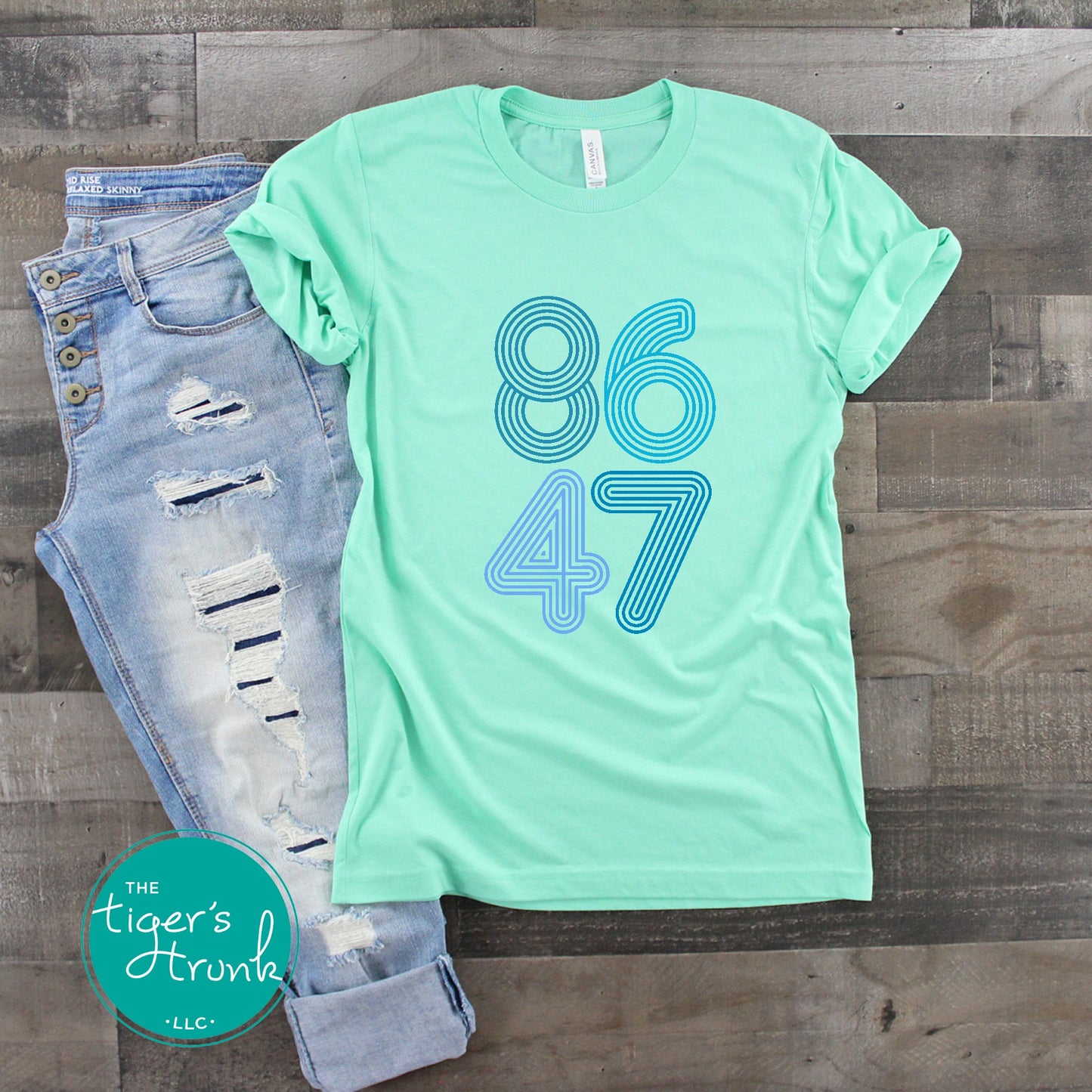 A casual tee with the 8647 print, allowing wearers to express their views in a subtle yet meaningful way.