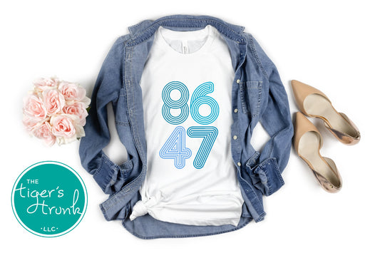 A casual tee with the 8647 print, allowing wearers to express their views in a subtle yet meaningful way.