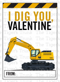 I Dig You Valentine's Day Construction Themed Card