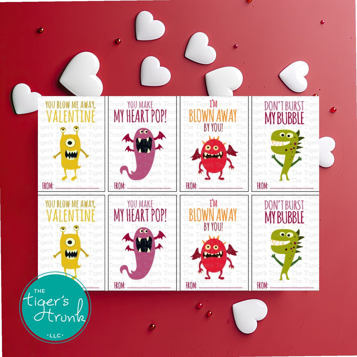 Printable Valentine cards with bubble-themed puns, instant download non-candy Valentine gifts for classroom exchanges and party favors.