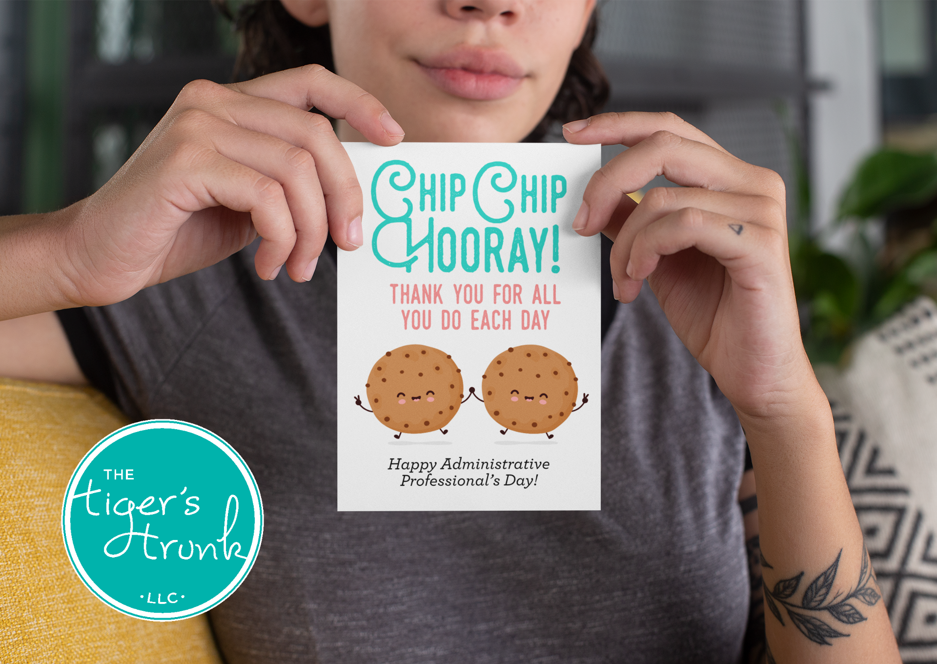 Printable Administrative Professionals Appreciation card with a cookie theme and a fun thank-you message, available as an instant digital download.