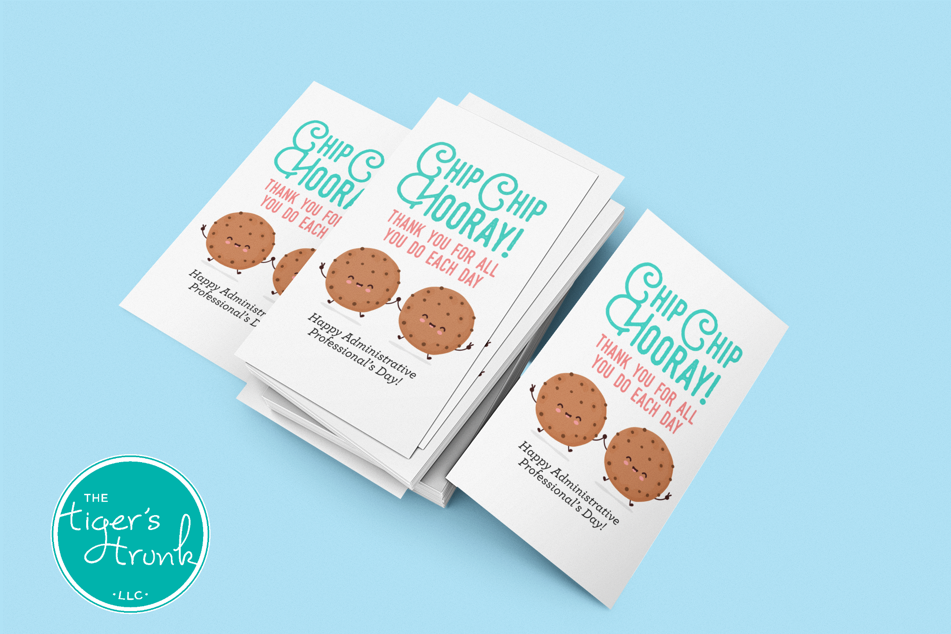 Printable Administrative Assistant Professional mini cards with a cookie theme and a fun thank-you message, available as an instant digital download.