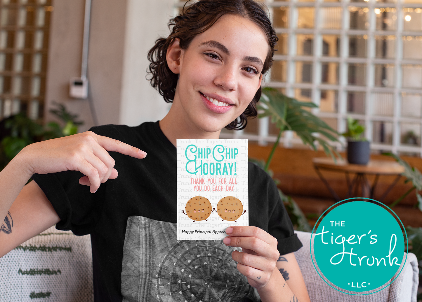 Printable Principal Appreciation card with a cookie theme and a fun thank-you message, available as an instant digital download in PDF format.
