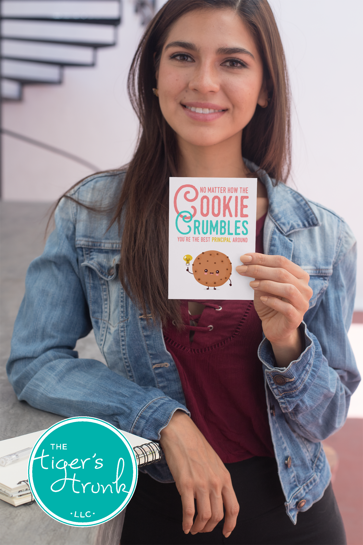 Printable Principal Appreciation card with a cookie theme and a fun thank-you message, available as an instant digital download in PDF format.