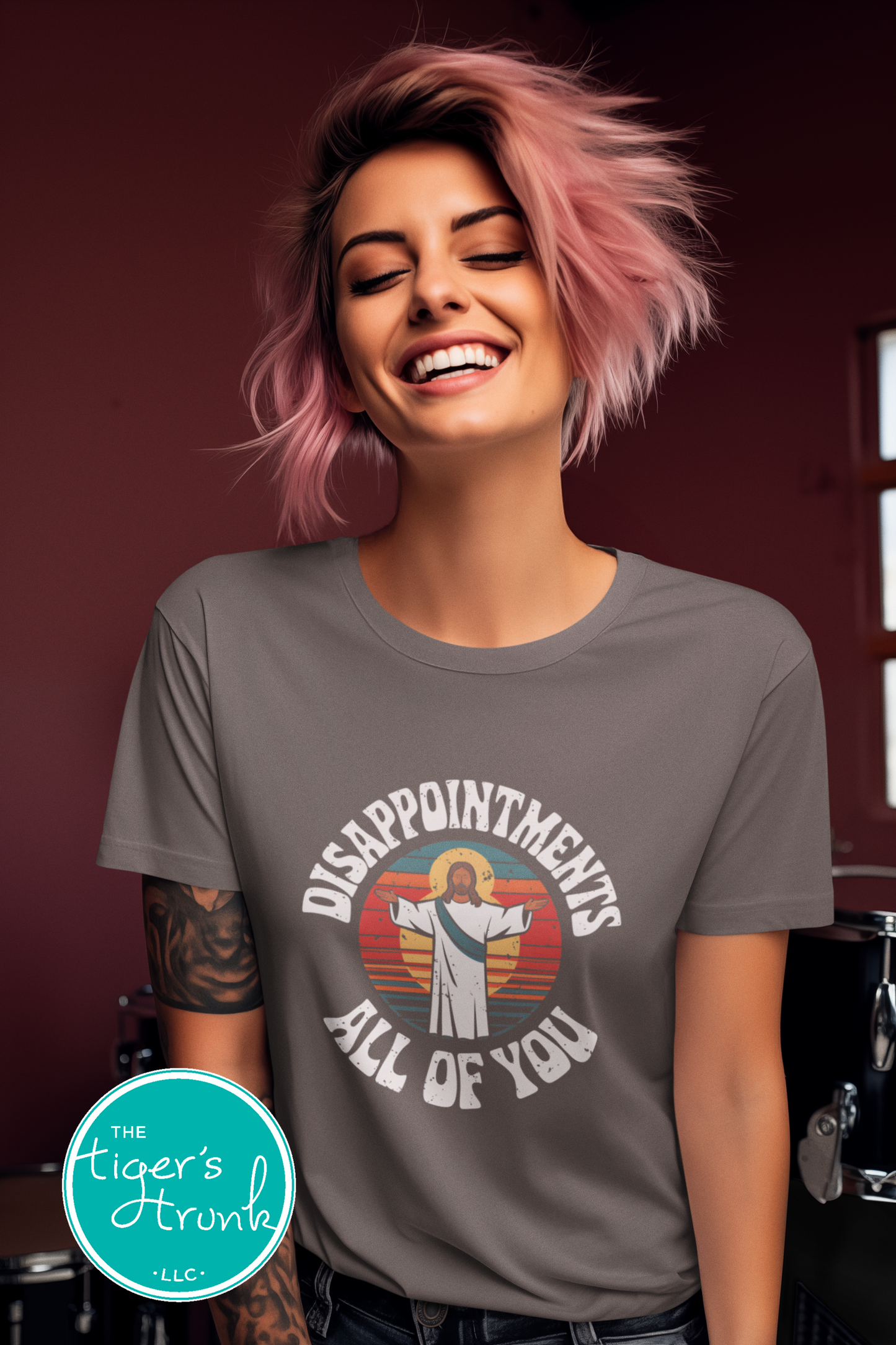 Funny Jesus t-shirt featuring Disappointments, All of You with an image of Jesus, sarcastic Christian humor tee