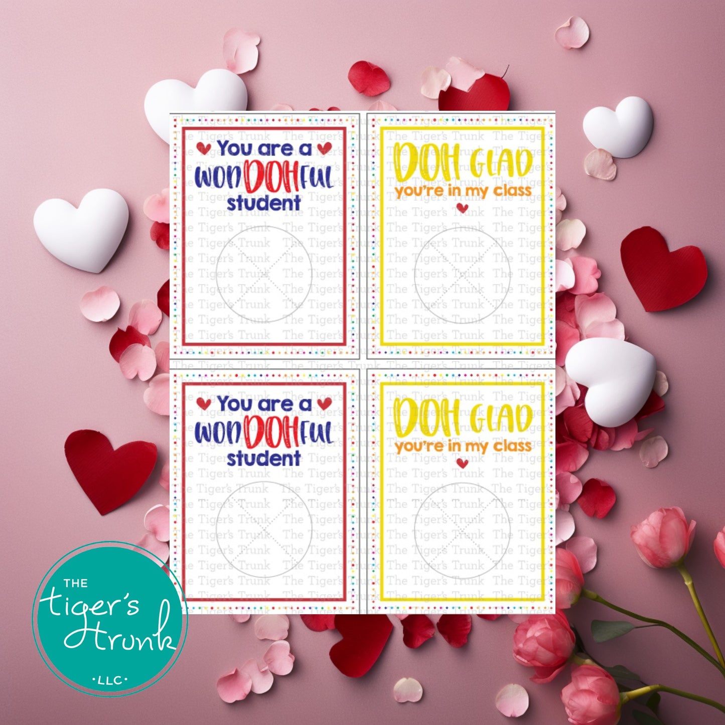 Printable teacher Valentine cards with fun wordplay puns, instant download classroom Valentine gifts for students and school appreciation.