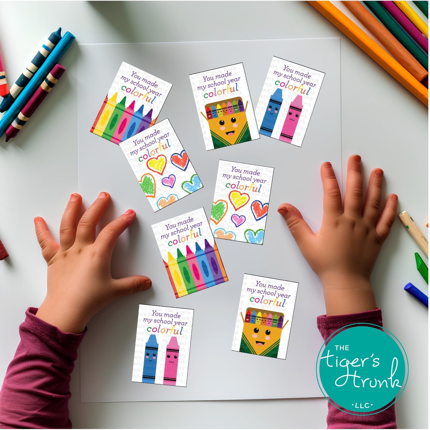 Crayon Themed Printable End of the School Year Cards
