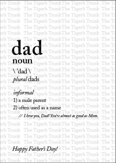 Father’s Day printable card with a dictionary-style definition of “Dad” ending in “You’re almost as good as Mom,” instant download