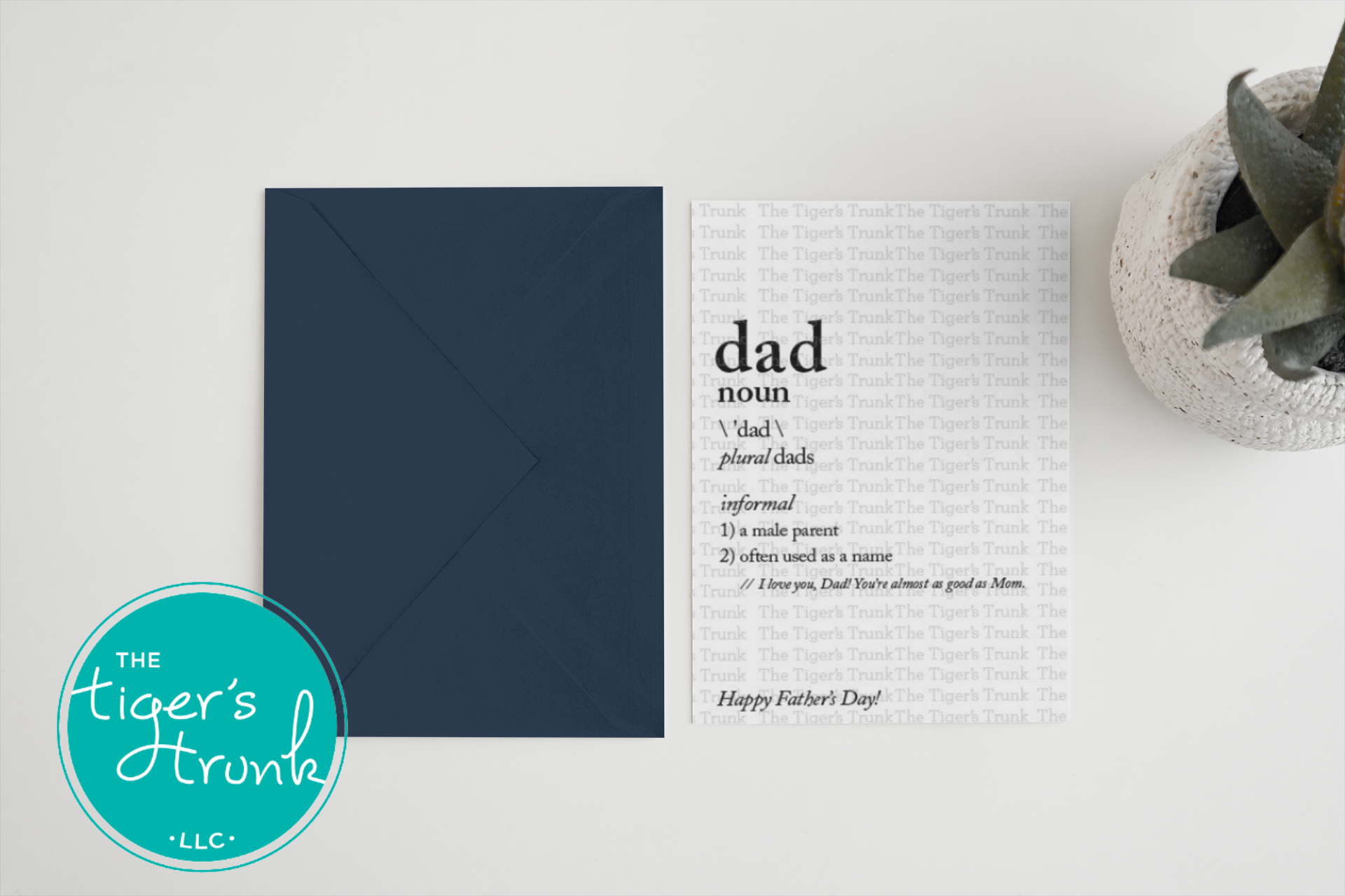 Father’s Day printable card with a dictionary-style definition of “Dad” ending in “You’re almost as good as Mom,” instant download