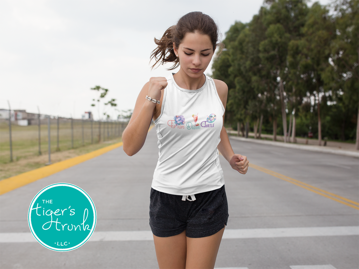 Summer design featuring flip-flops, a daiquiri, and a turtle, subtle protest graphic for t-shirts, tank tops, or beach bags