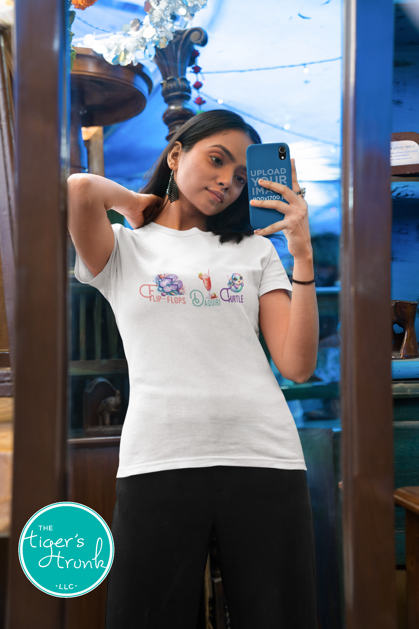 Summer design featuring flip-flops, a daiquiri, and a turtle, subtle protest graphic for t-shirts, tank tops, or beach bags