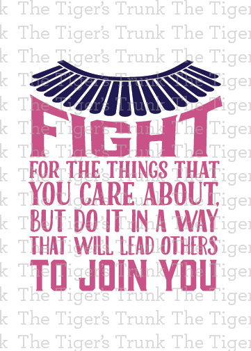 Printable feminist greeting card with Fight for the Things That You Care About quote, instant download activism message