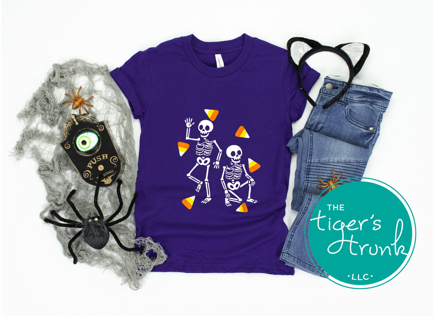 Halloween skeleton protest shirt with candy corn and hidden anti-Trump lettering, discreet activist tee for political statement