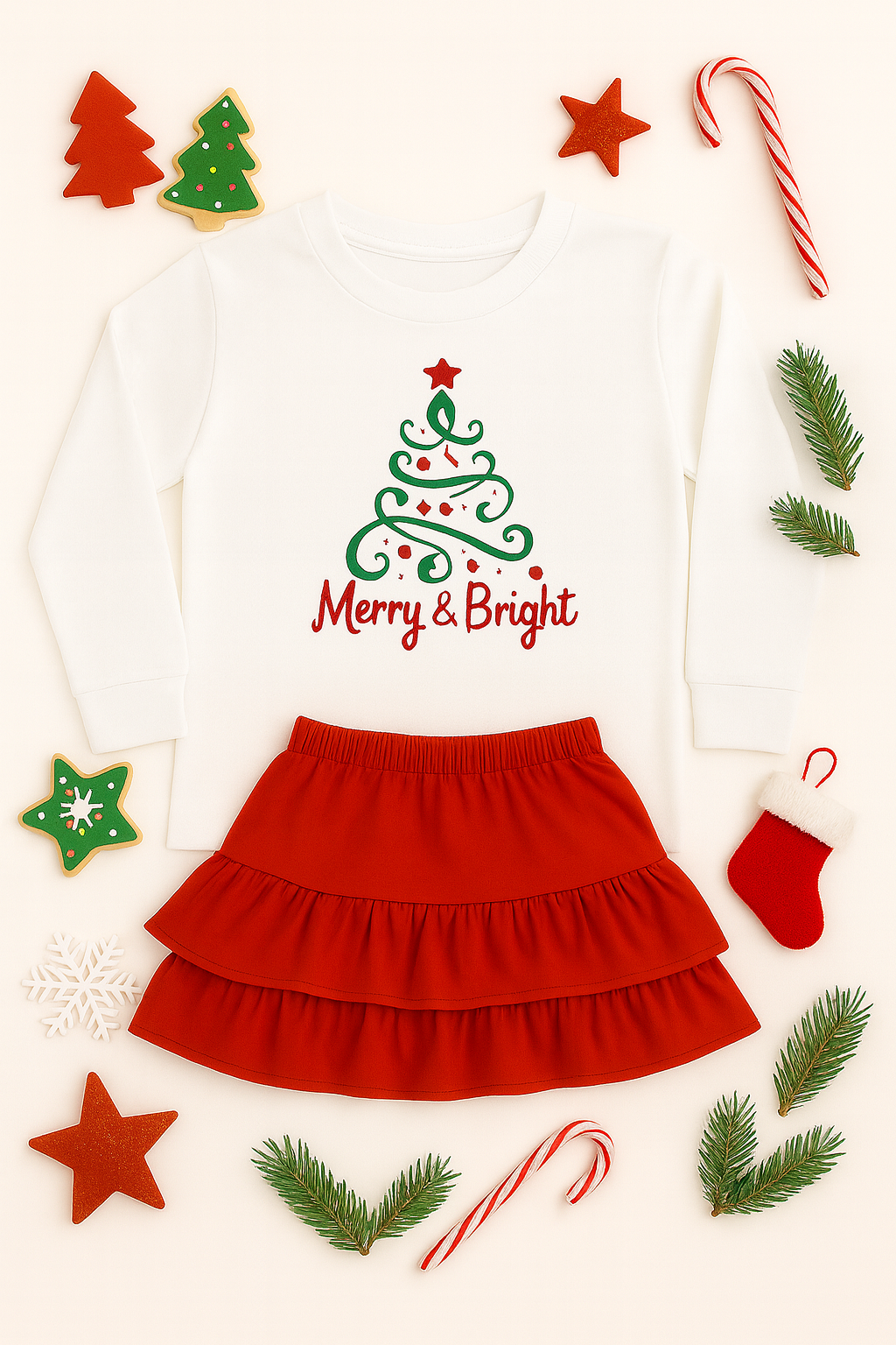White Shirt Mockup PNG with Christmas Décor