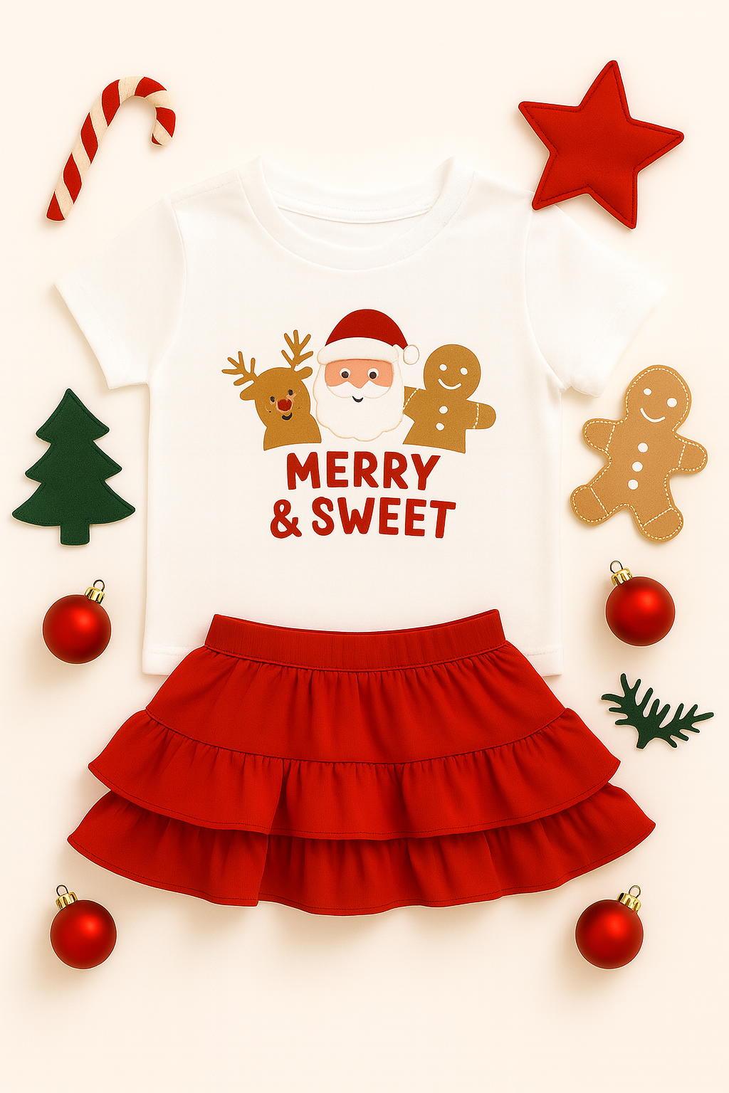 White Shirt Mockup PNG with Christmas Décor
