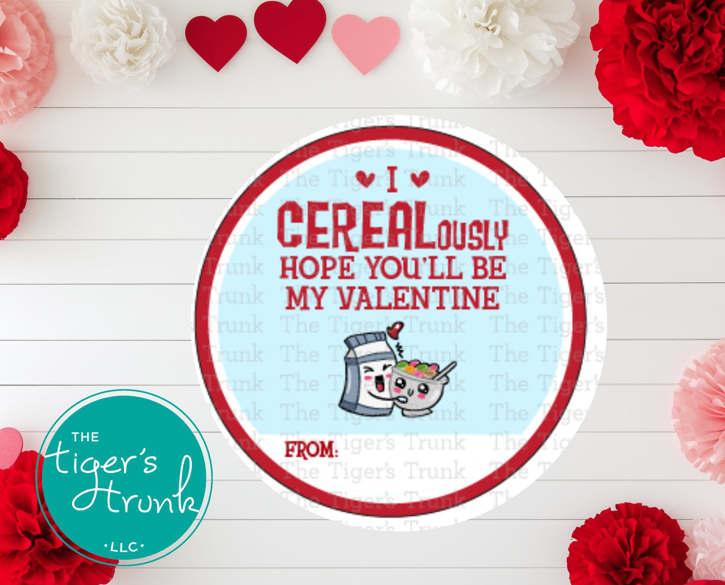 I CEREALously Hope You'll Be My Valentine printable Valentine disc