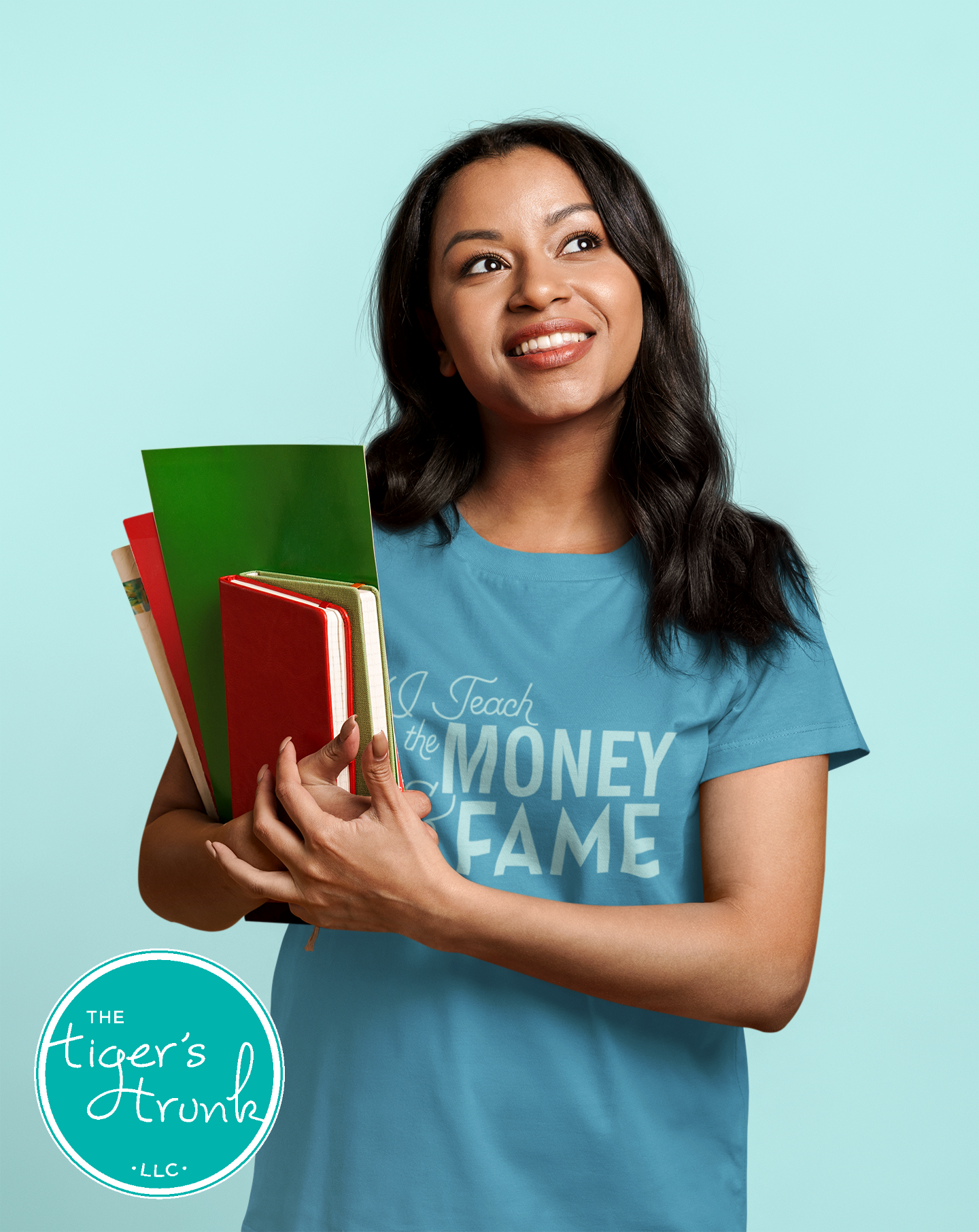 T-shirt with the phrase "I Teach for the Money & Fame," humorous and sarcastic gift for teachers and school staff