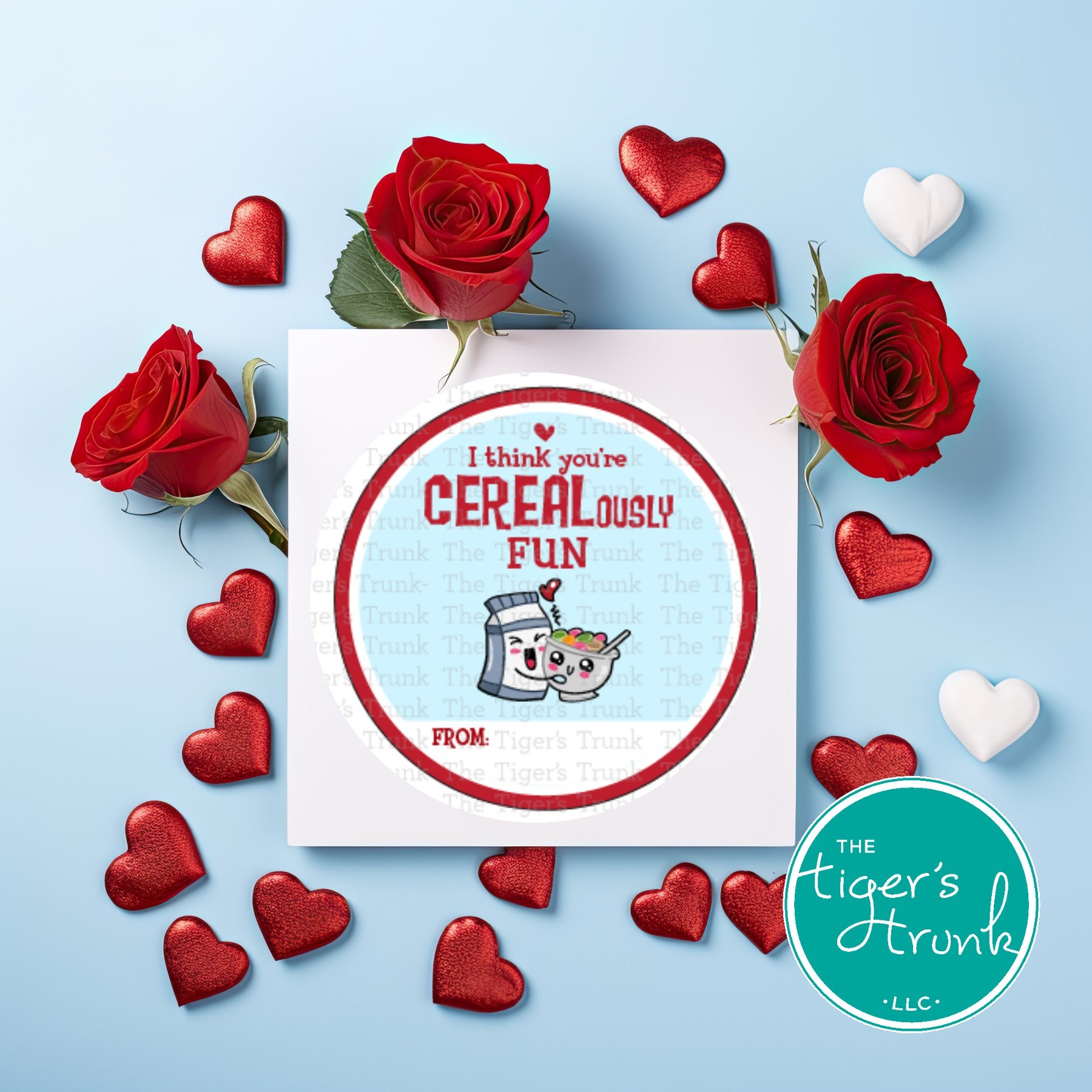 I Think You're CEREALously Fun  printable Valentine disc