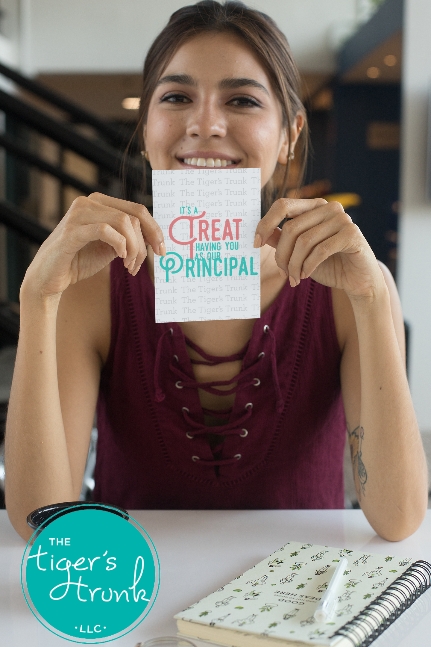 Printable Principal Appreciation card with a treat theme and a fun thank-you message, available as an instant digital download in PDF format.