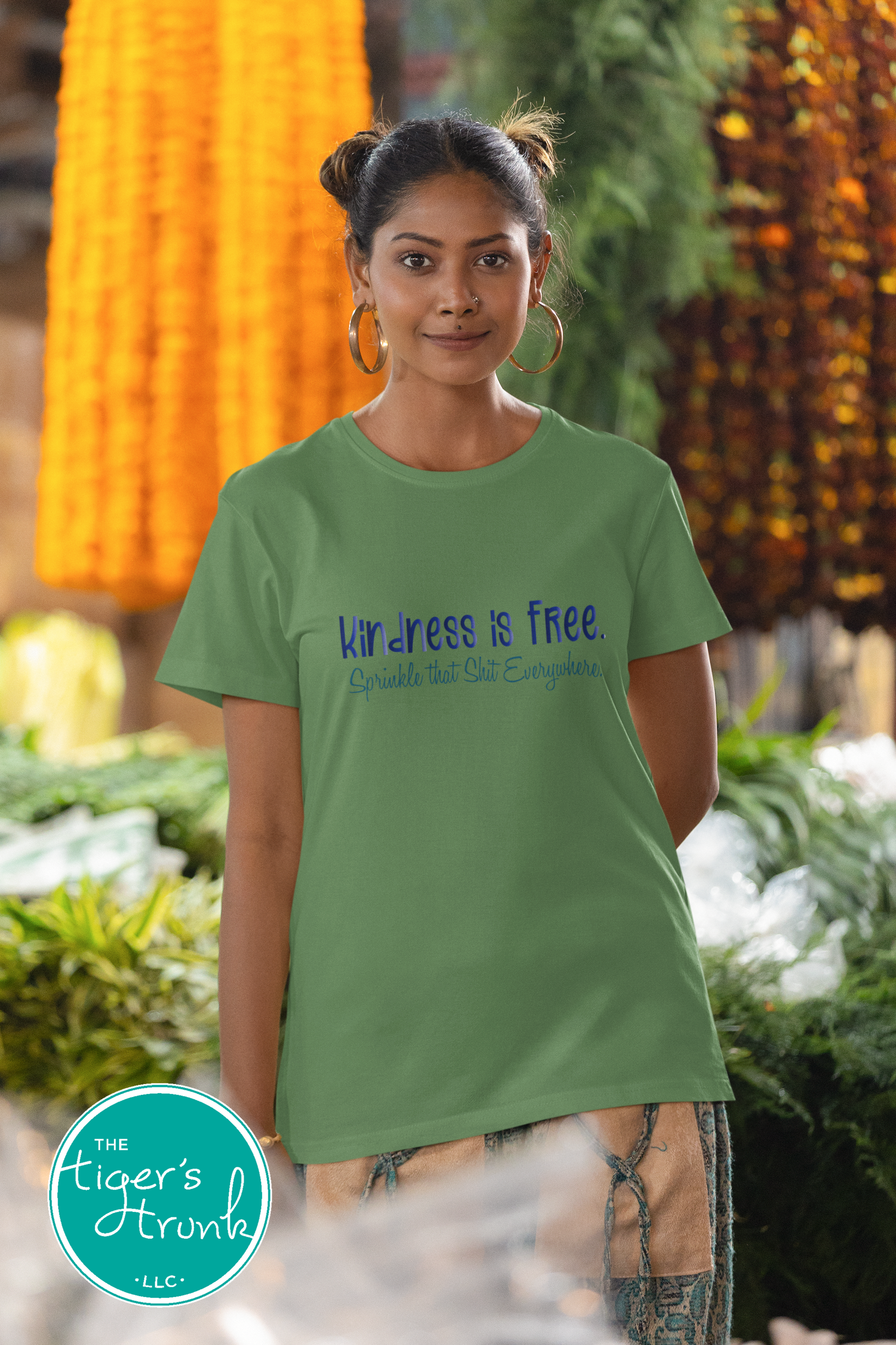 Funny and empowering Kindness Is Free t-shirt with “Sprinkle That Shit Everywhere” quote. A comfy tee perfect for spreading good vibes and sass.