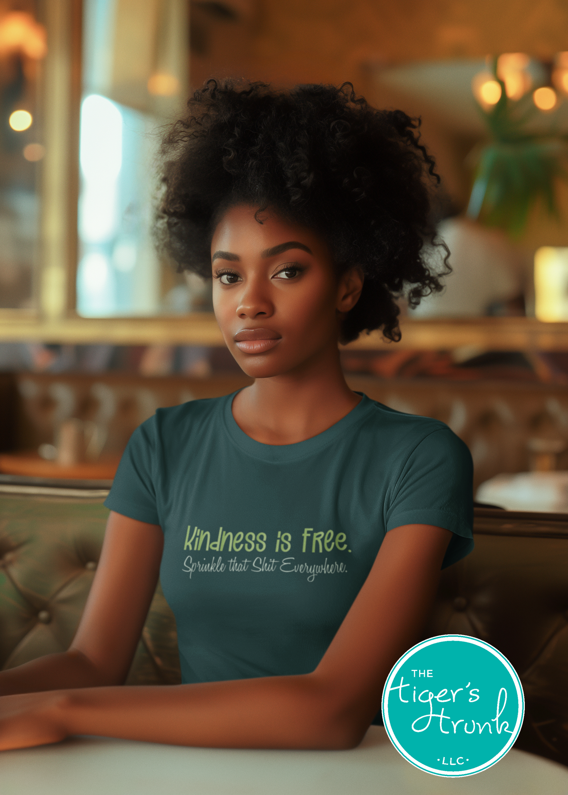 Funny and empowering Kindness Is Free t-shirt with “Sprinkle That Shit Everywhere” quote. A comfy tee perfect for spreading good vibes and sass.