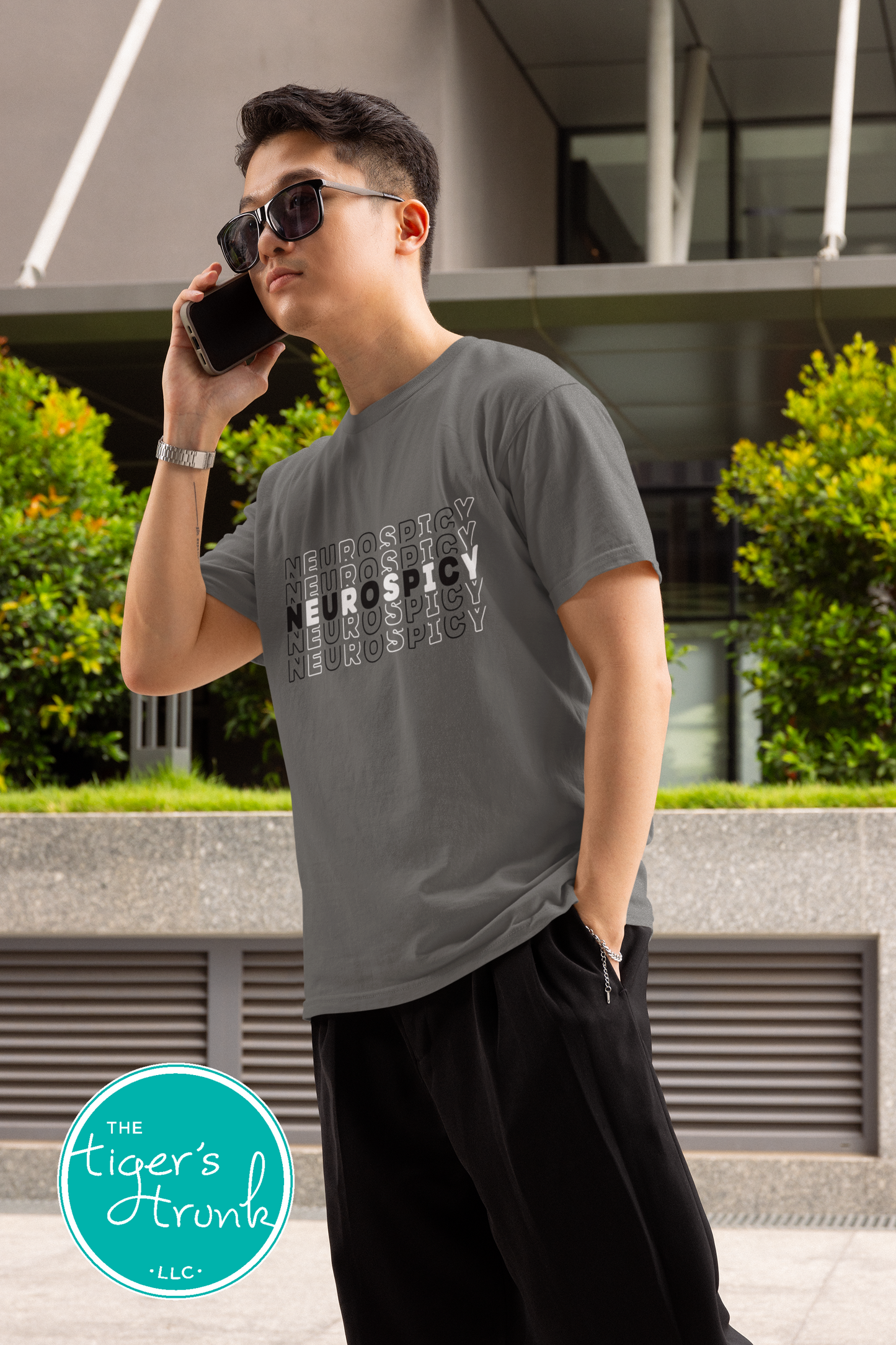 Graphic t-shirt with the word "Neurospicy," bold design celebrating neurodivergent identity and brain pride