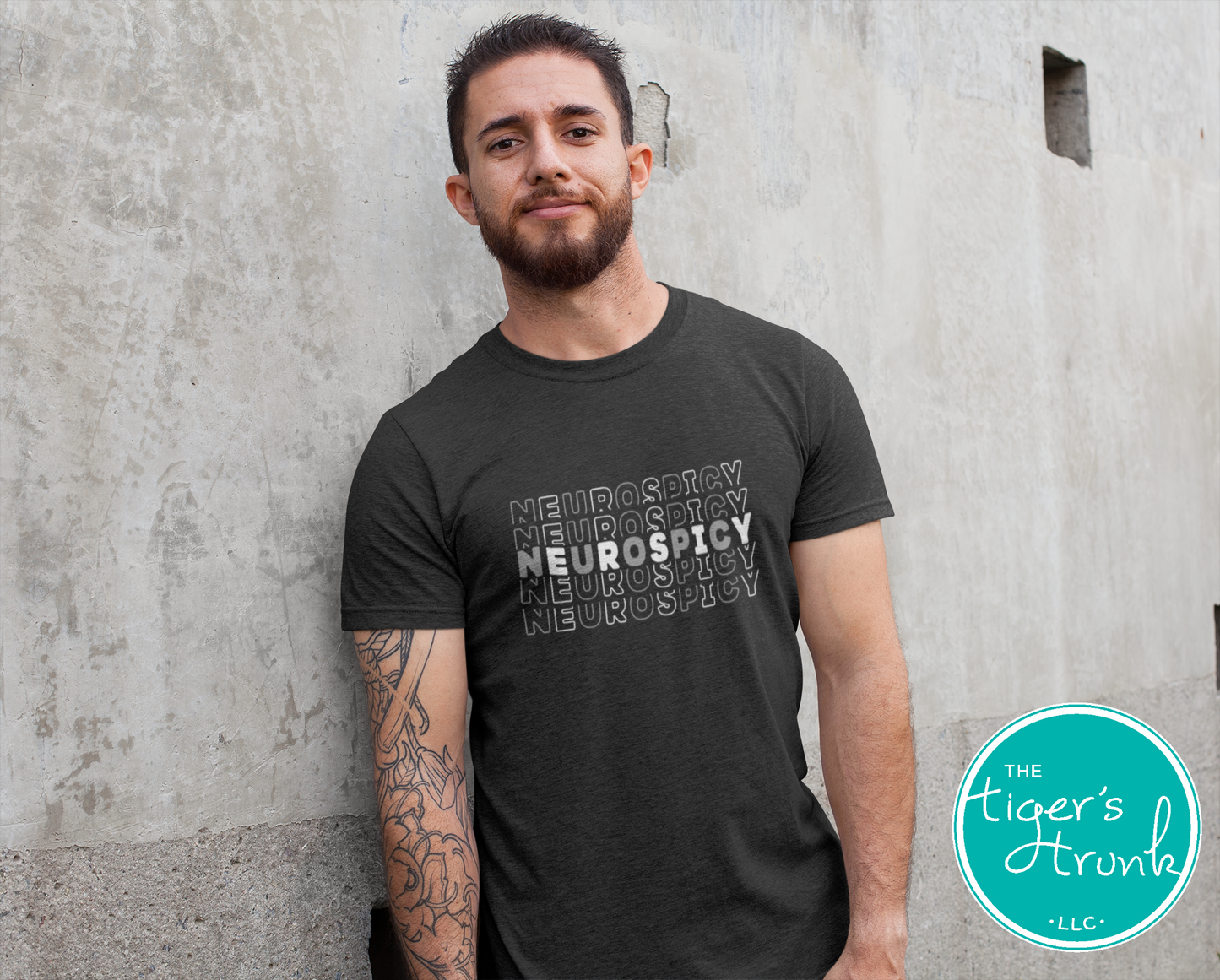 Graphic t-shirt with the word "Neurospicy," bold design celebrating neurodivergent identity and brain pride