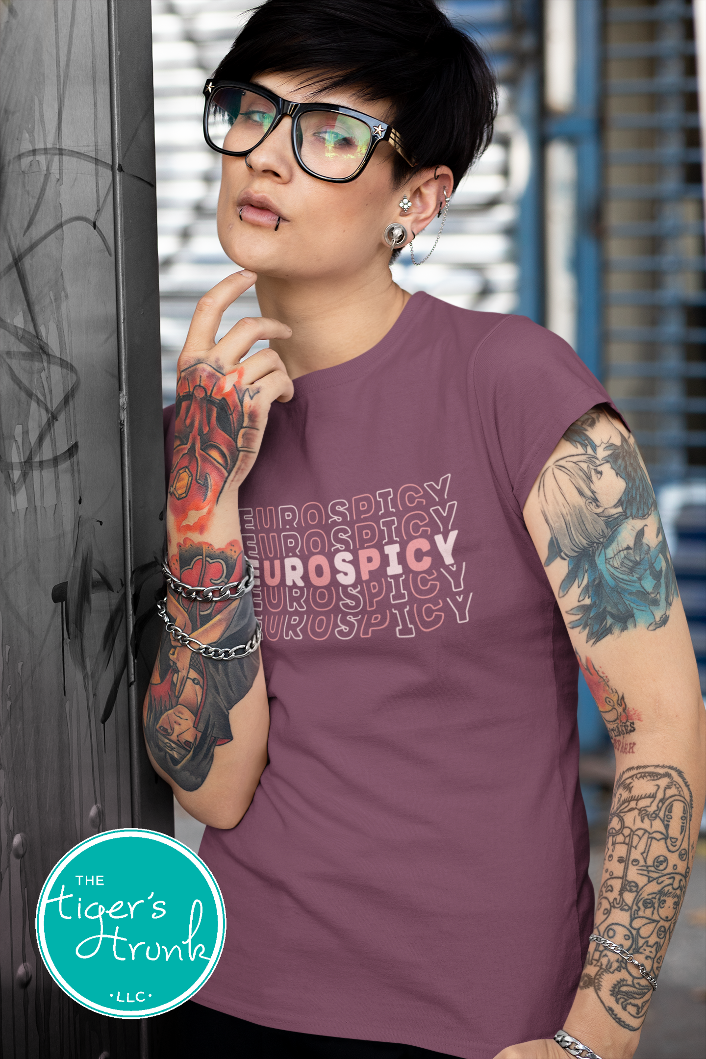 Graphic t-shirt with the word "Neurospicy," bold design celebrating neurodivergent identity and brain pride