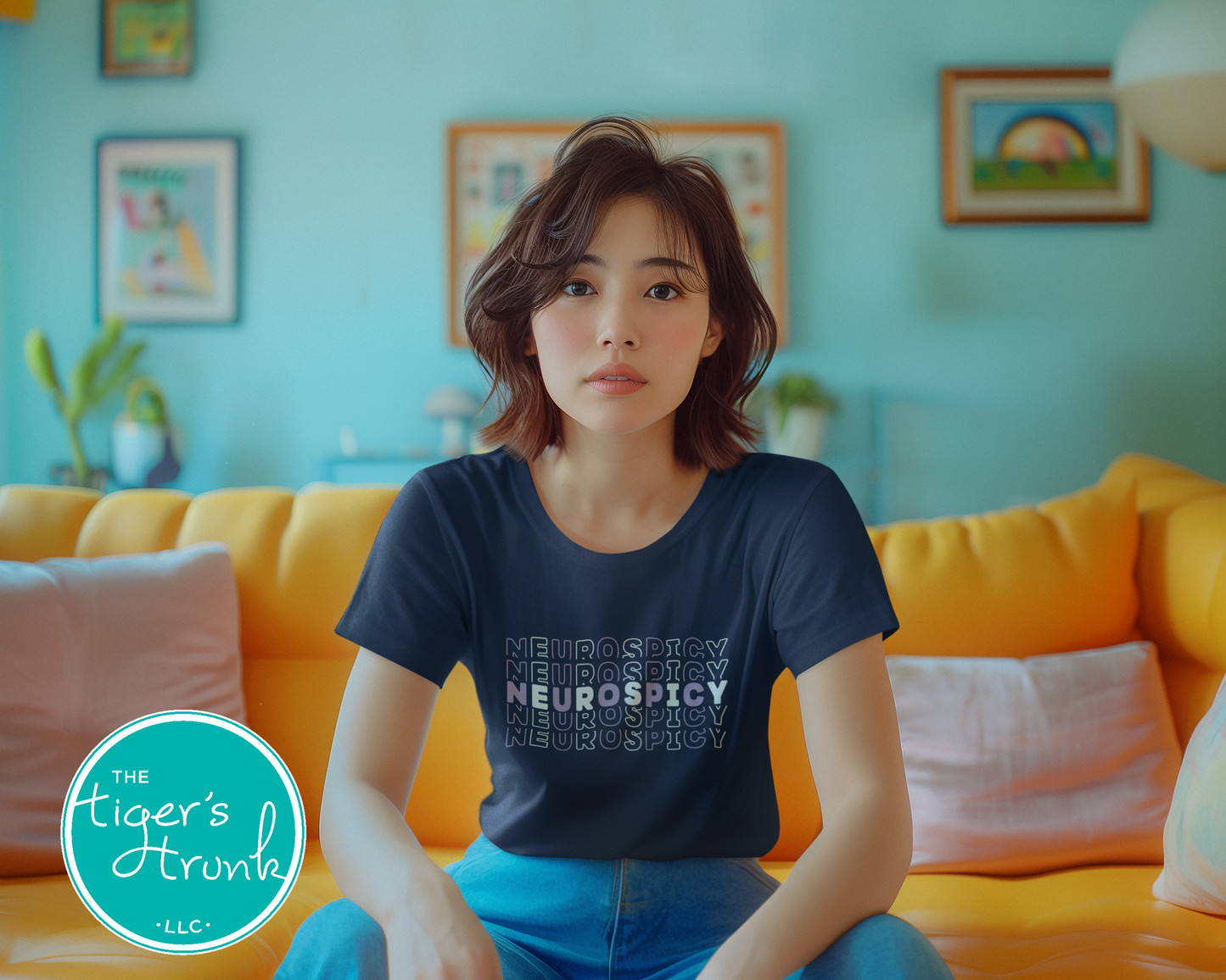 Graphic t-shirt with the word "Neurospicy," bold design celebrating neurodivergent identity and brain pride