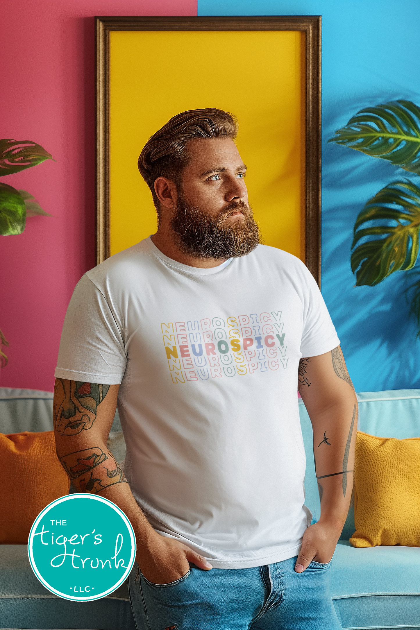 Graphic t-shirt with the word "Neurospicy," bold design celebrating neurodivergent identity and brain pride