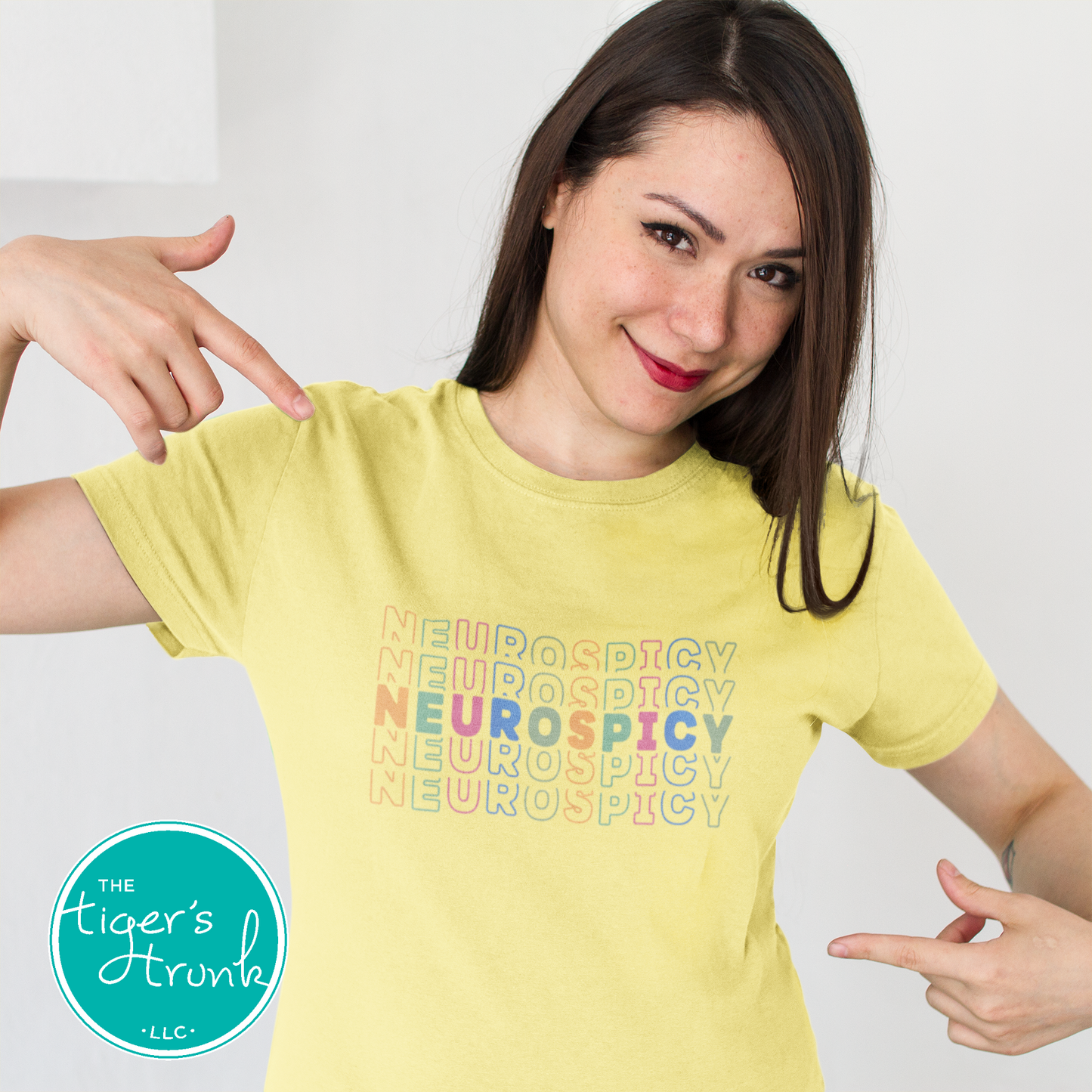 Graphic t-shirt with the word "Neurospicy," bold design celebrating neurodivergent identity and brain pride