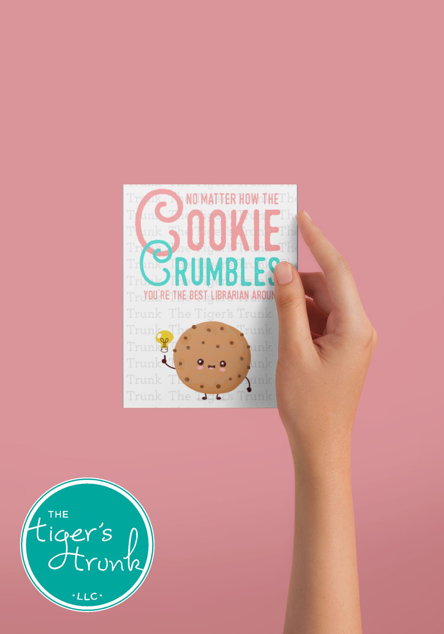 Printable librarian card with cookie theme and appreciation message, perfect for Librarian Appreciation Week, instant download PDF