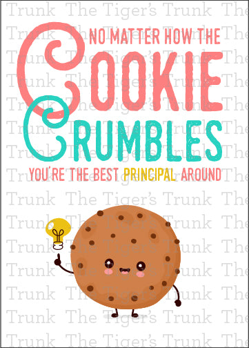 Printable Principal Appreciation card with a cookie theme and a fun thank-you message, available as an instant digital download in PDF format.