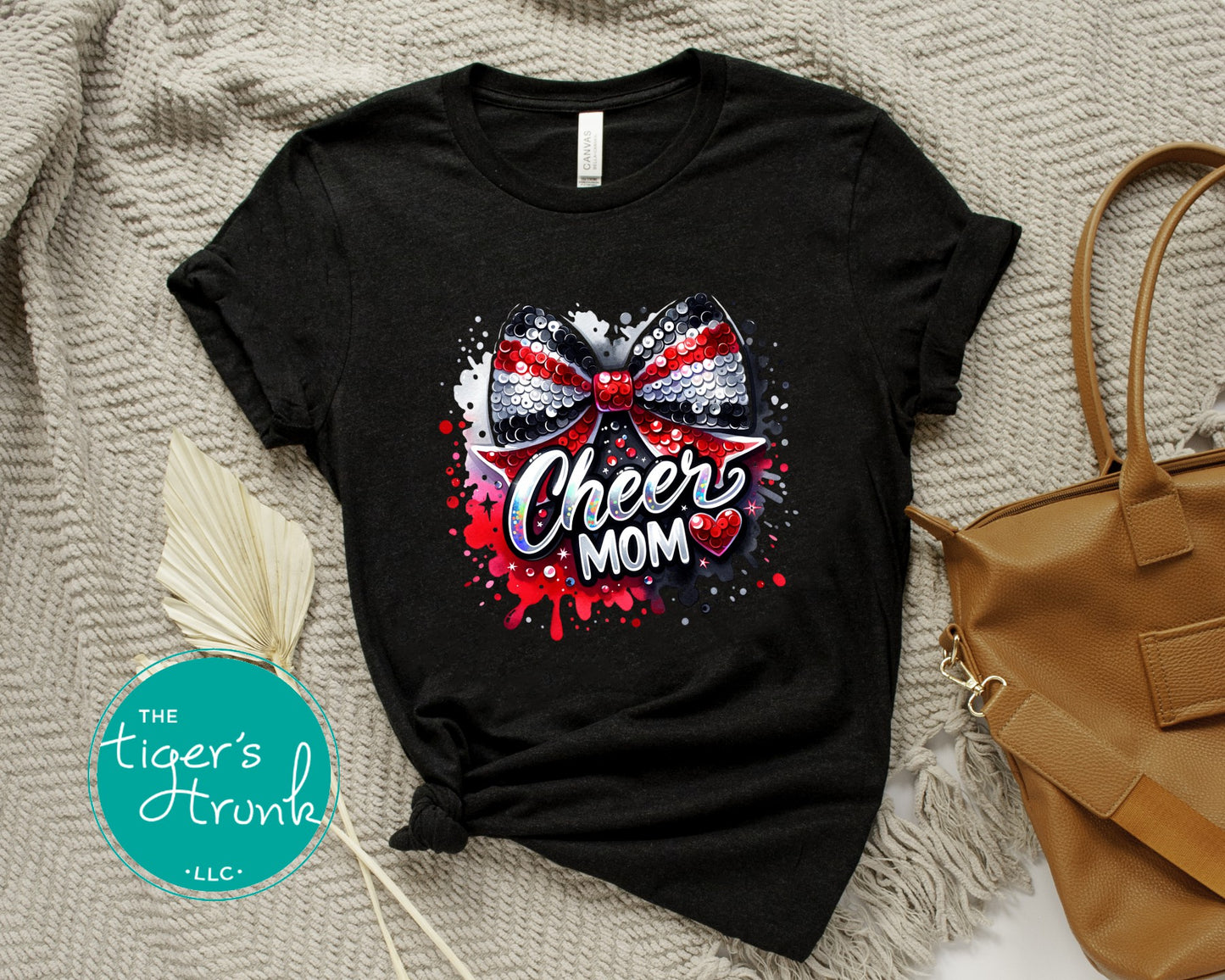Red, Black, and Silver Cheer Mom T-Shirt
