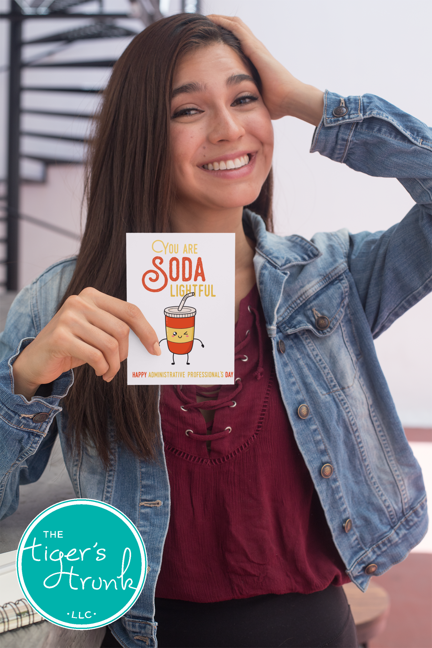 Printable Administrative Professional Appreciation card with a soda theme and a fun thank-you message, available as an instant digital download.