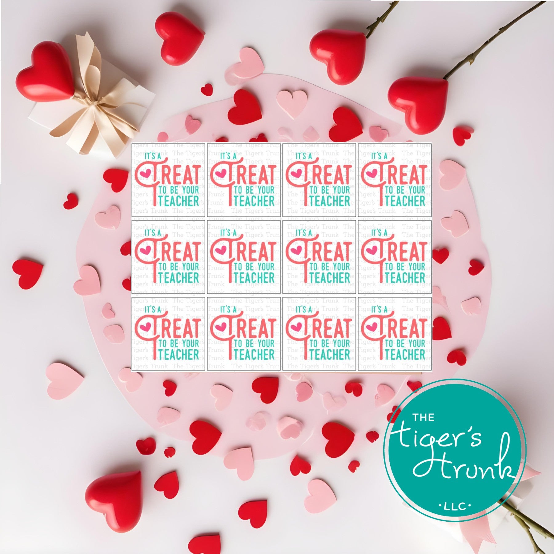 Printable teacher Valentine cards with a fun treat-themed pun, instant download classroom Valentine gifts for students and school appreciation.
