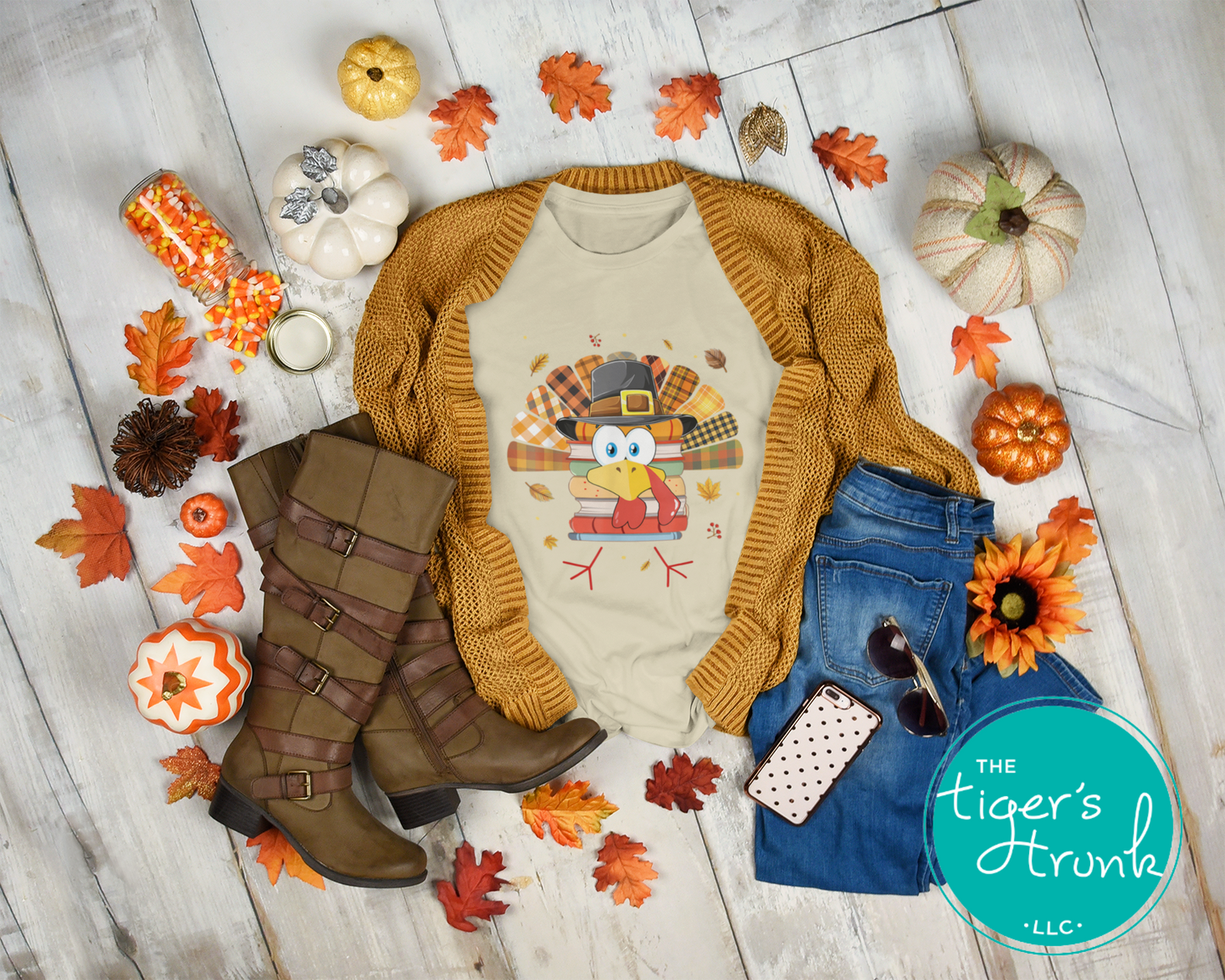 EMPLOYEES ONLY Turkey with Book Tail Feathers Shirt