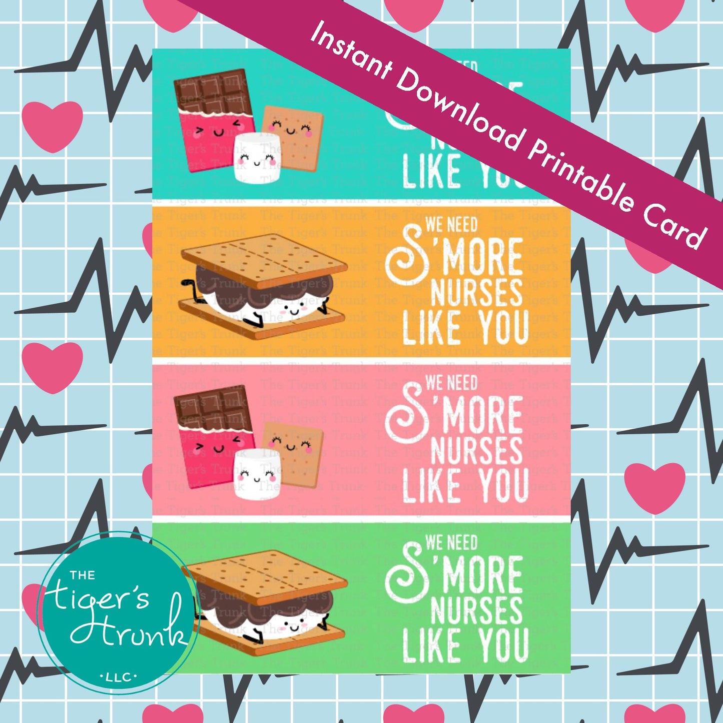 Printable nurse appreciation bag topper that reads "We Need S'more Nurses Like You," designed to fit Ziploc snack or sandwich bags