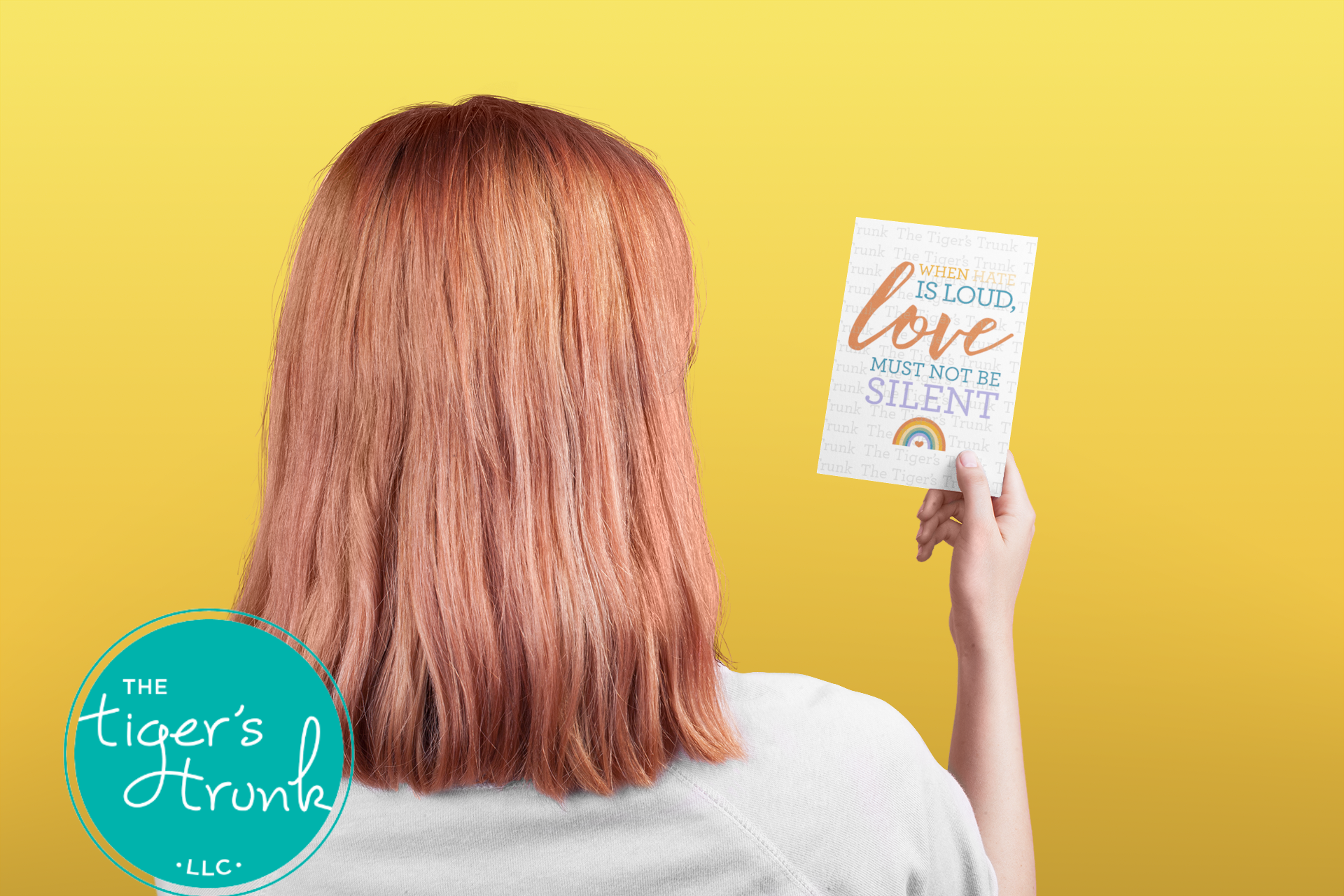Printable card with rainbow design and message "When Hate Is Loud, Love Must Not Be Silent," for Pride Month and LGBTQ+ allyship