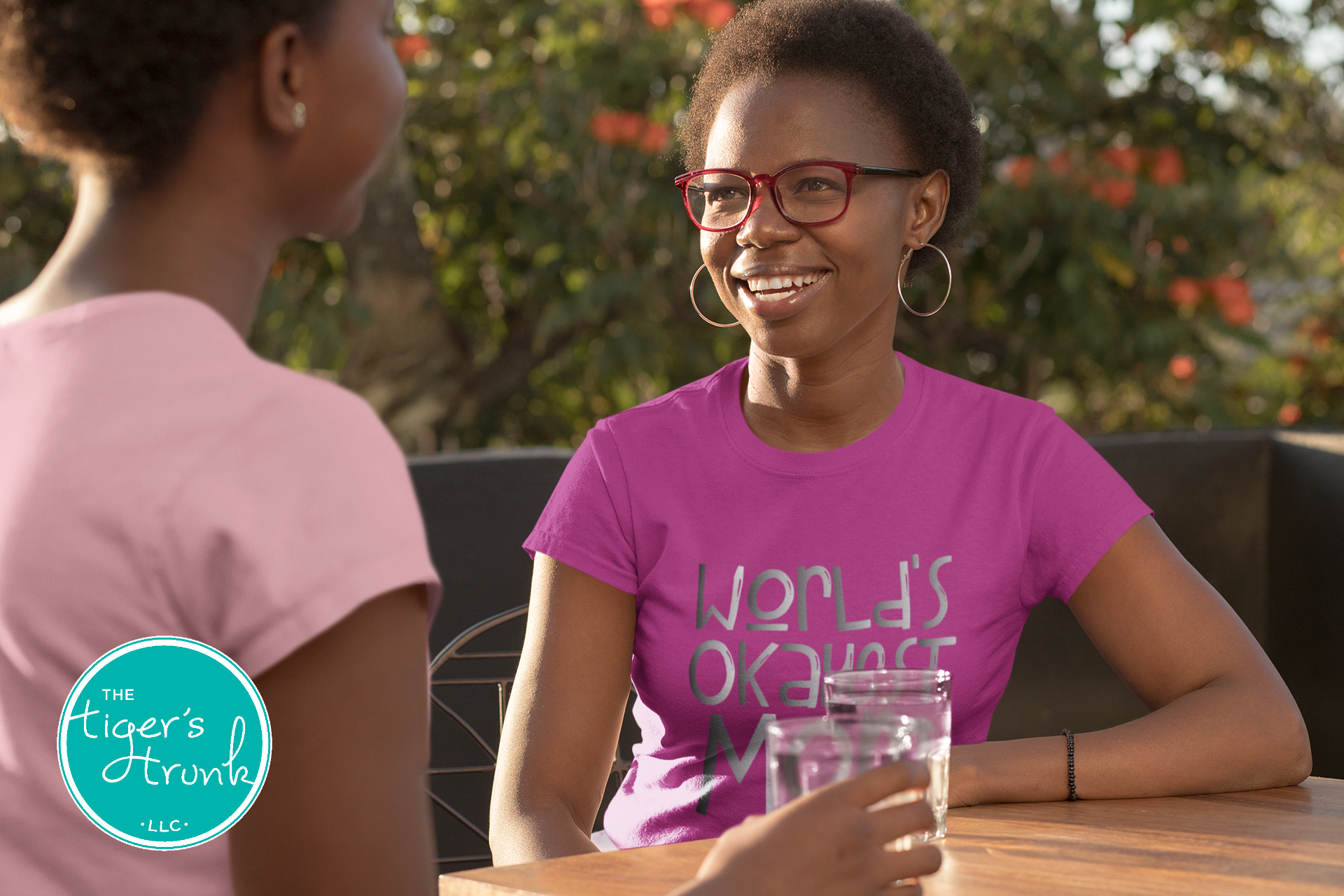 T-shirt with "World’s Okayest Mom" funny and casual design, perfect for Mother's Day, birthdays, or everyday mom life wear