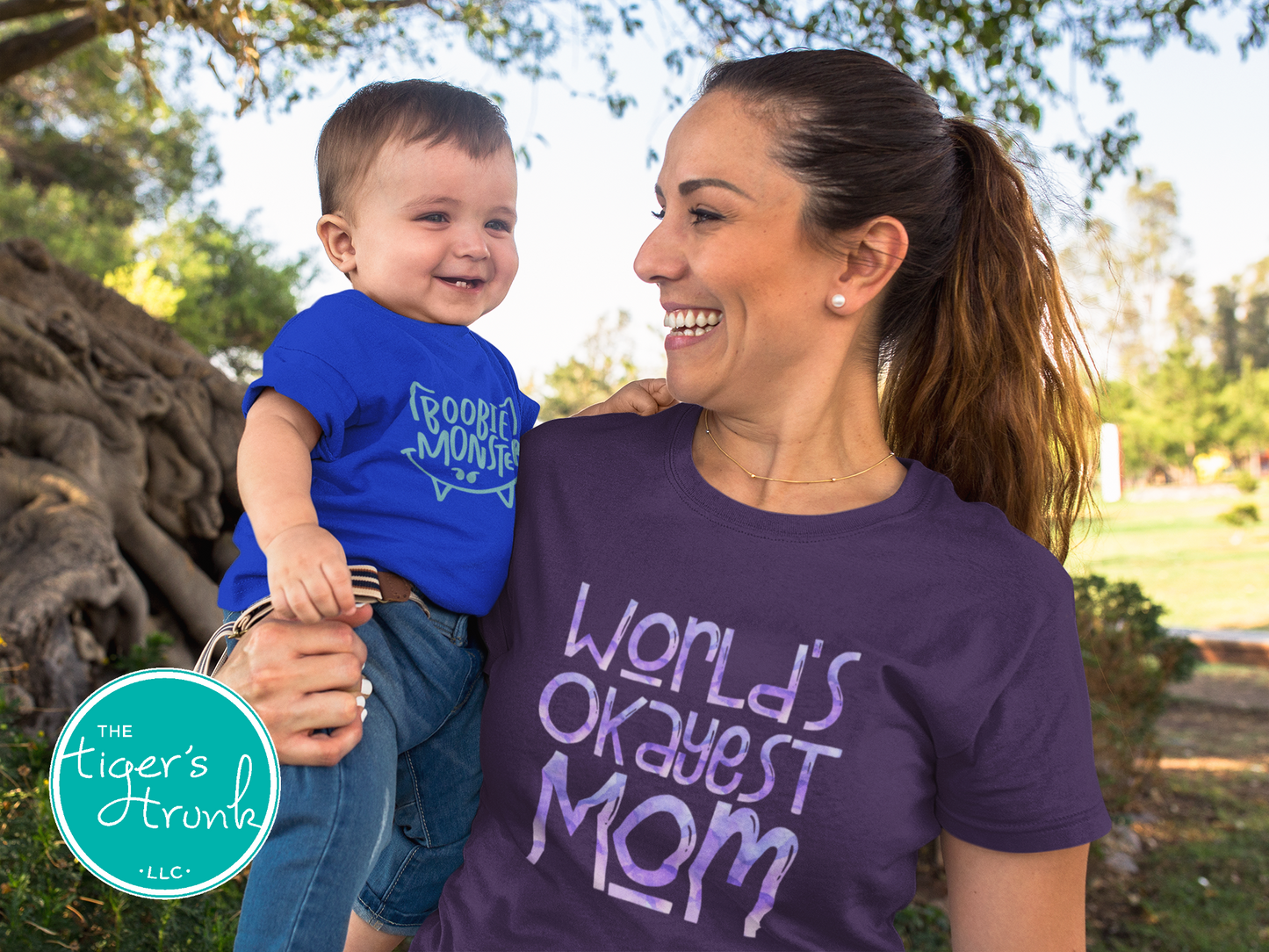 T-shirt with "World’s Okayest Mom" funny and casual design, perfect for Mother's Day, birthdays, or everyday mom life wear