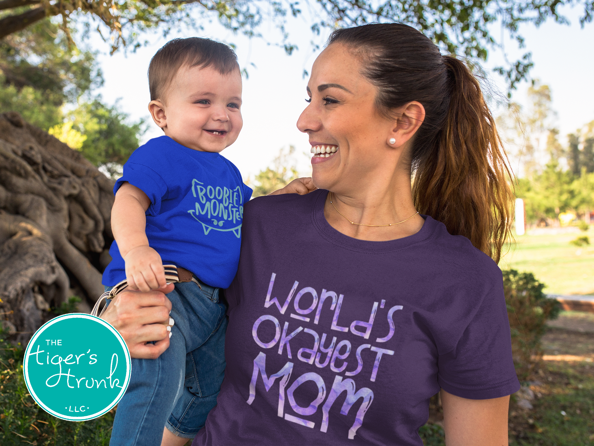 T-shirt with "World’s Okayest Mom" funny and casual design, perfect for Mother's Day, birthdays, or everyday mom life wear