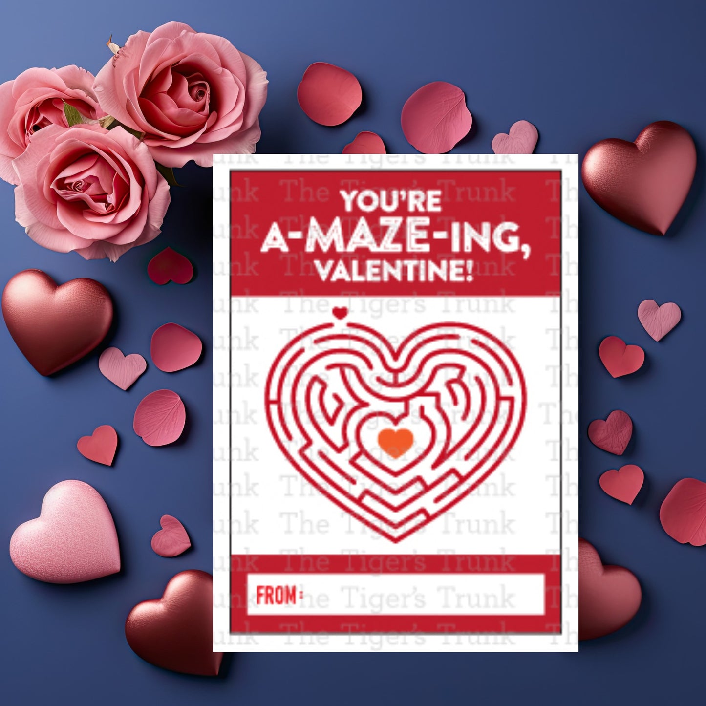 Maze-themed Valentine cards with messages like "You’re Amazing" and "I’m Lost Without You," perfect for kids.
