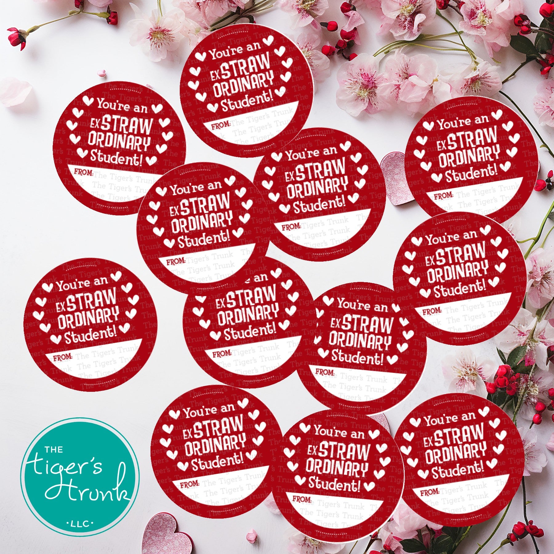 Printable crazy straw-themed Valentine’s cards for students featuring "You're an ExSTRAWordinary Student." Perfect for teacher appreciation gifts. Instant download.