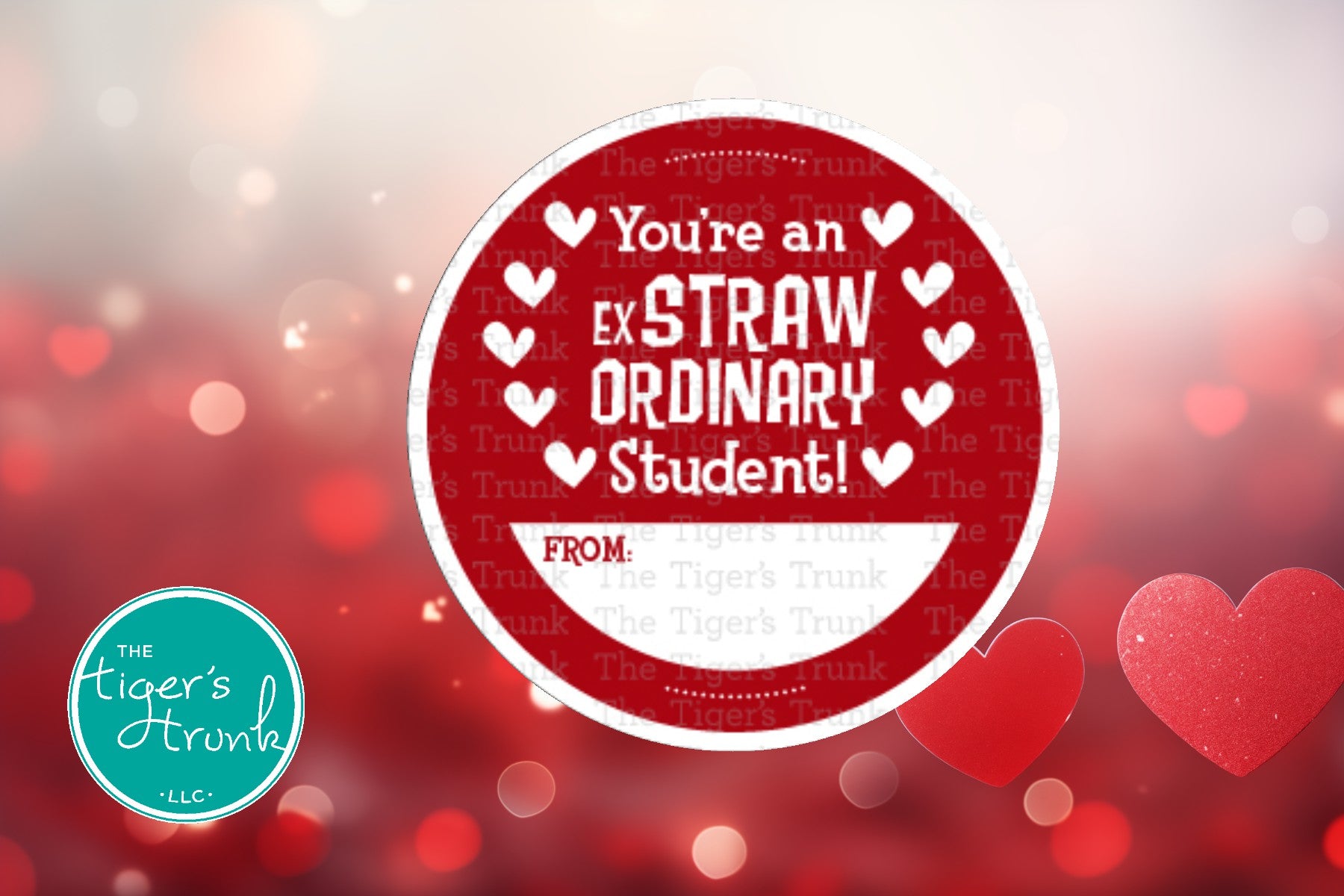 Printable crazy straw-themed Valentine’s cards for students featuring "You're an ExSTRAWordinary Student." Perfect for teacher appreciation gifts. Instant download.