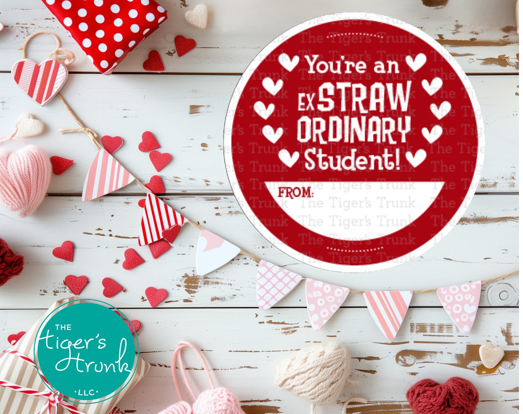 Printable crazy straw-themed Valentine’s cards for students featuring "You're an ExSTRAWordinary Student." Perfect for teacher appreciation gifts. Instant download.