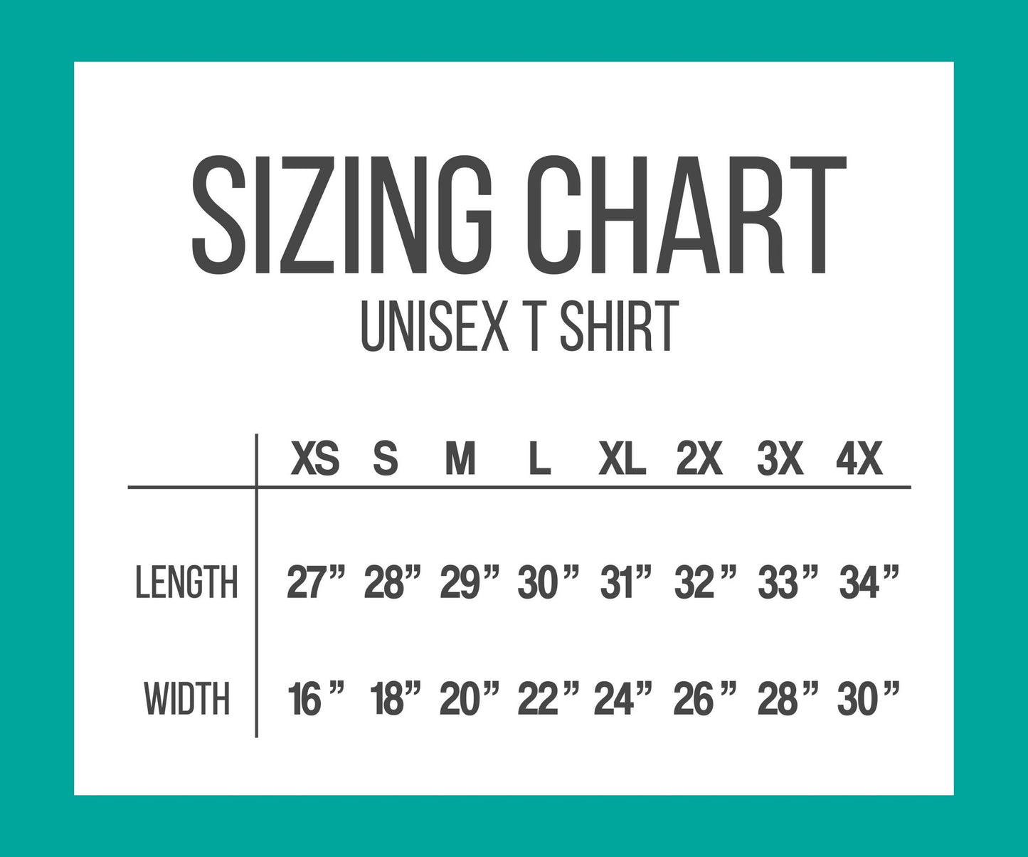 Bella Unisex Adult Short-Sleeve Sizing Chart