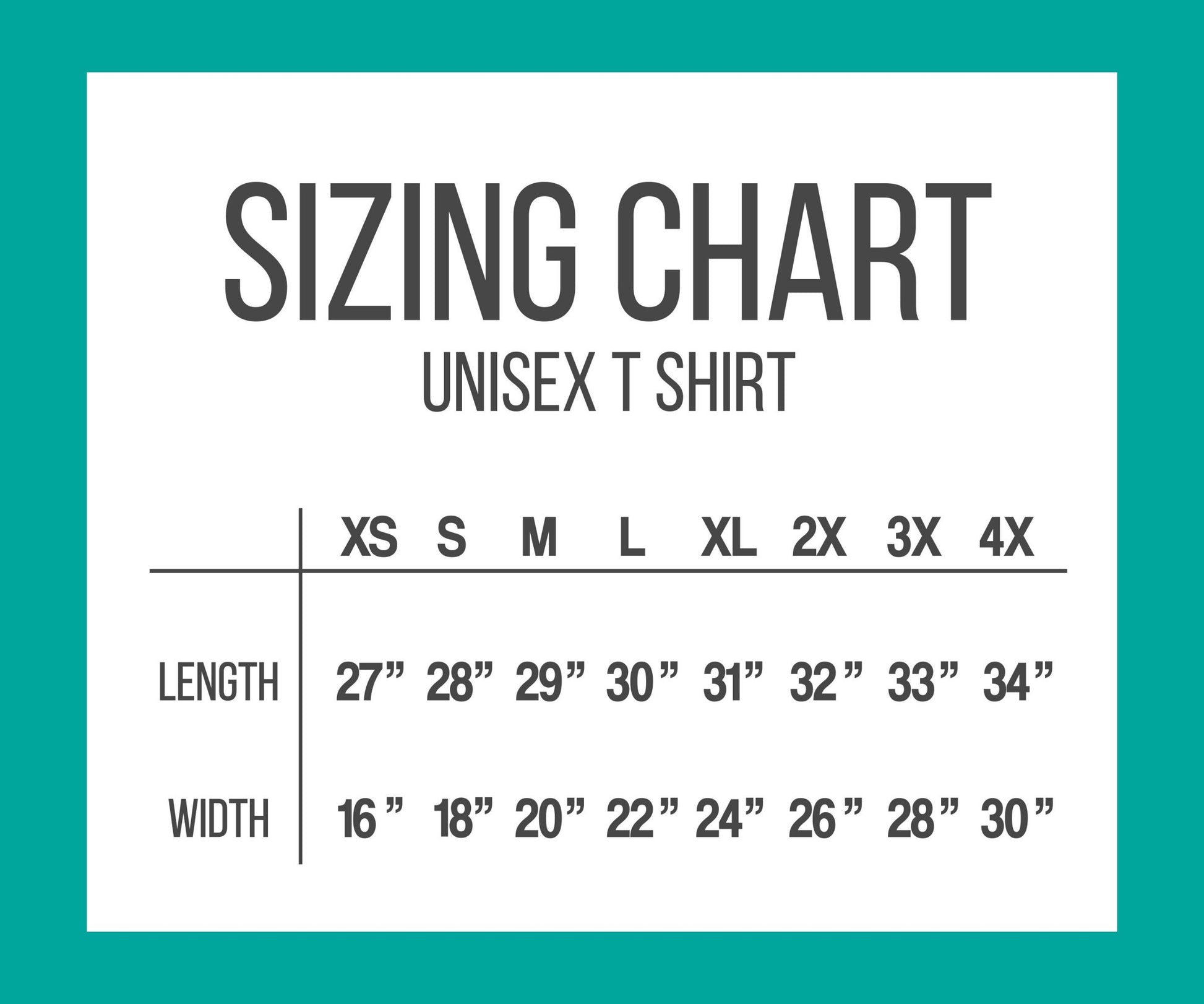 Bella Unisex Adult Short-Sleeve Sizing Chart