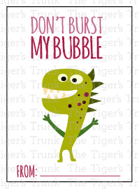 Don't Burst My Bubble printable Valentine card